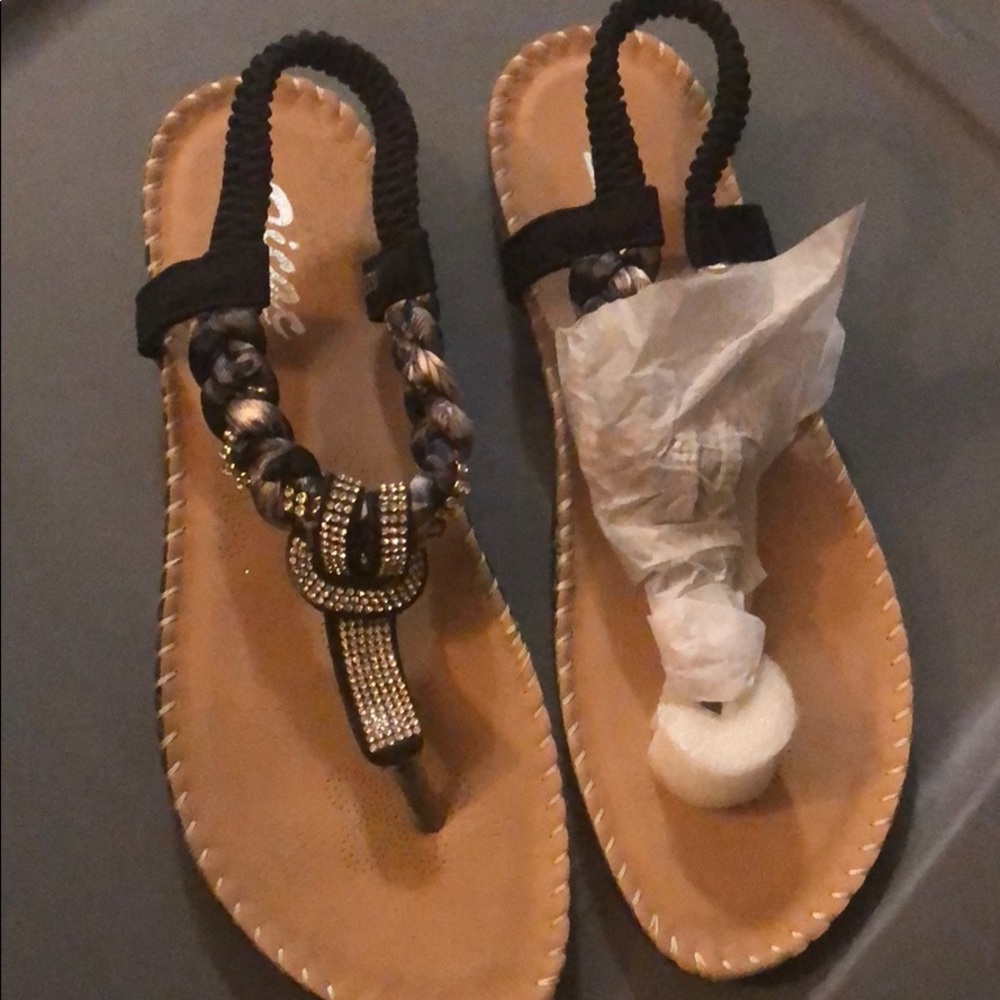 Black braided sandals
